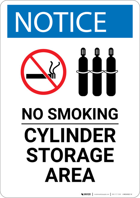 Notice: No Smoking Cylinder Storage Area with Icons - Wall Sign