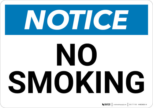 Notice: No Smoking Landscape - Wall Sign