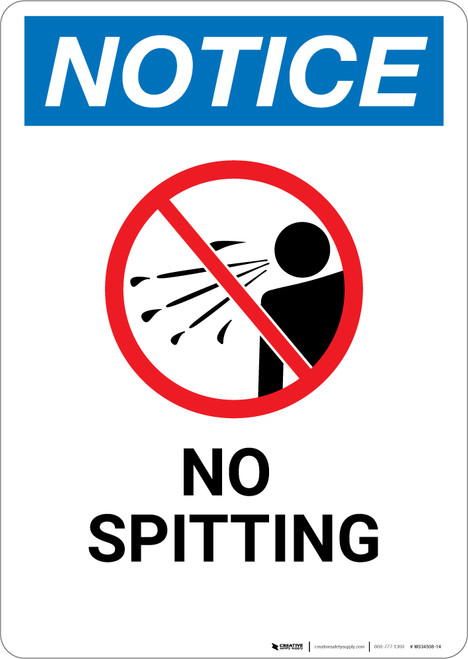 Notice: No Spitting with Icon - Wall Sign