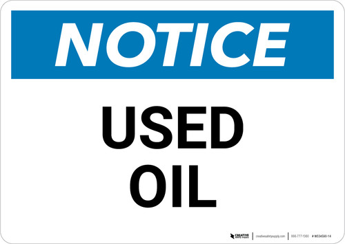 Notice:Used Oil - Wall Sign