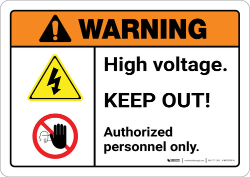 Warning: High Voltage Keep Out with Graphic Portrait ANSI - Wall Sign