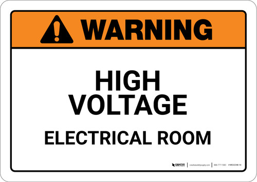 Warning: High Voltage Electrical Room Landscape - Wall Sign