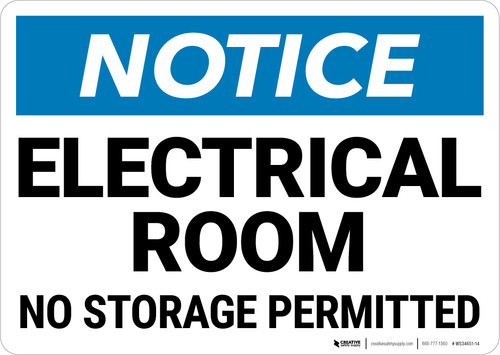 Notice: Electrical Room No Storage Permitted Landscape - Wall Sign