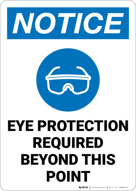 Notice: Eye Protection Required with Icon Portrait - Wall Sign