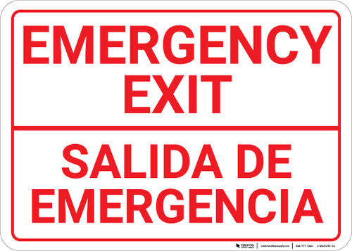 Bilingual Spanish Emergency Exit Wall Sign Creative Safety Supply Bilingual Spanish Emergency Exit Wall Sign Creative Safety Supply