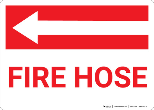 Fire Hose with Left Arrow Landscape - Wall Sign