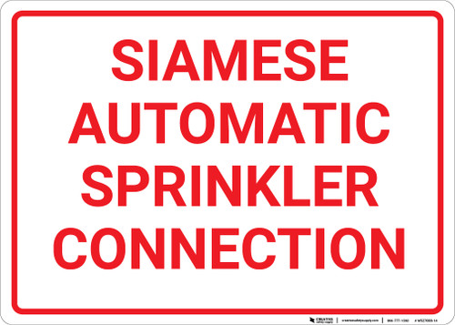 Siamese Automatic Sprinkler Connection White Landscape - Wall Sign