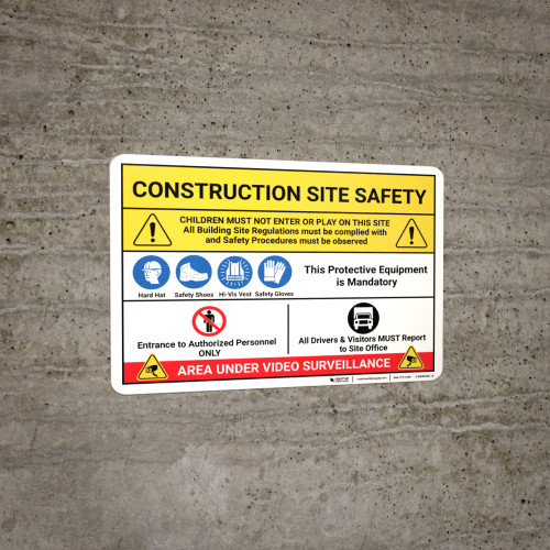 Construction Site Safety Sign – Children At Play / Caution – With FREE Company Name Customization – Lasting Impressions