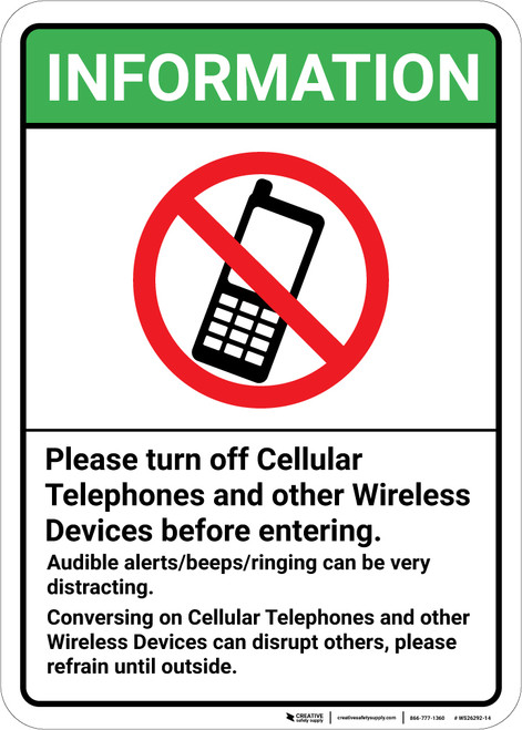 Information Please Turn Off Cellular Telephones with Icon Portrait.eps - Wall Sign