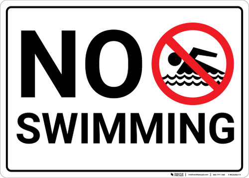 No Swimming with Icon Landscape - Wall Sign