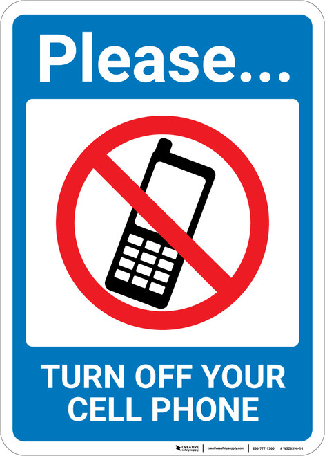 Please Turn Off Cell Phone with Icon Portrait - Wall Sign