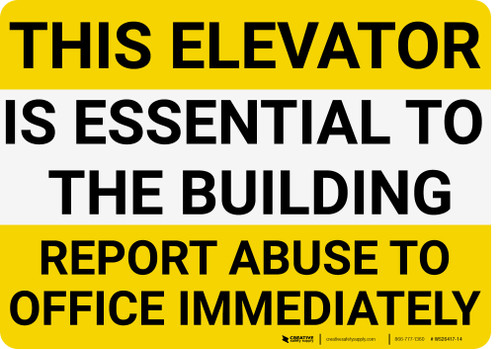 Report Elevator Abuse to Office Landscape - Wall Sign