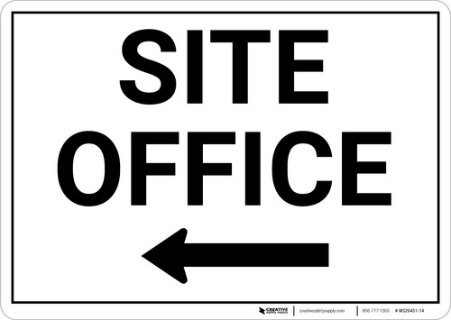 Site Office with Left Arrow Landscape - Wall Sign