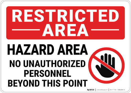 Restricted Area No Unauthorized Personnel with Icon Landscape - Wall Sign