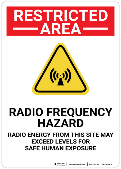 Restricted Area Radio Frequency Hazard with Icon Portrait - Wall Sign