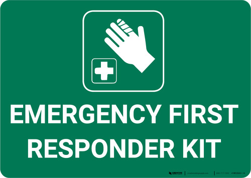 Emergency First Responder Kit with Icon Landscape - Wall Sign