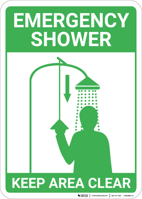 Emergency Shower Keep Area Clear with Icons Portrait - Wall Sign