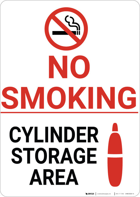 No Smoking Cylinder Storage Area with Icons Portrait - Wall Sign