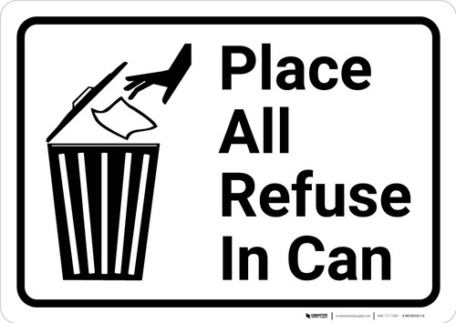 Place All Refuse In Can with Icon Landscape - Wall Sign