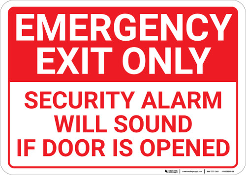 Emergency Exit Only Security Alarm Will Sound Landscape Wall Sign Creative Safety Supply Emergency Exit Only Security Alarm Will Sound Landscape Wall Sign Creative Safety Supply