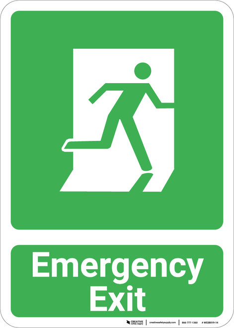 Emergency Exit with Icon Portrait - Wall Sign