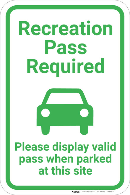Recreation Pass Required with Icon Portrait - Wall Sign