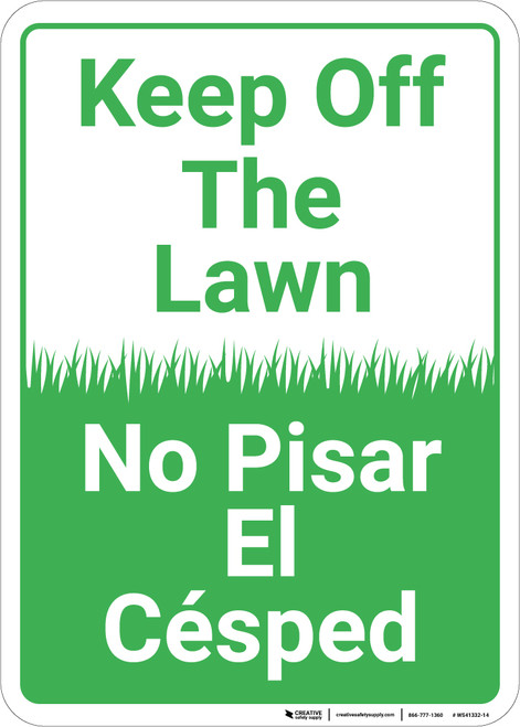 Keep Off The Lawn Bilingual Spanish Portrait - Wall Sign