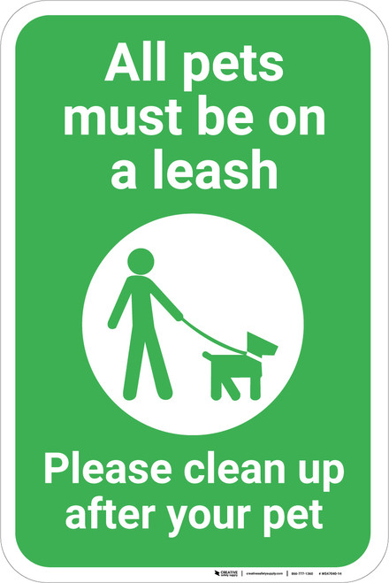 All Pets Must Be On A Leash with Icon Portrait - Wall Sign All Pets Must Be On A Leash with Icon Portrait - Wall Sign