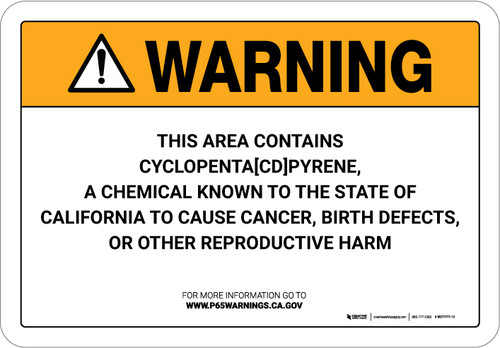 Warning: Prop 65 Cyclopenta[CD]Pyrene - Wall Sign