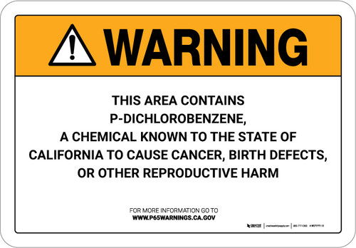 Warning: Prop 65 P-Dichlorobenzene - Wall Sign