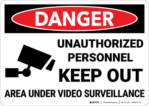 Danger: Unauthorized Personnel Keep Out with Icon Landscape - Wall Sign