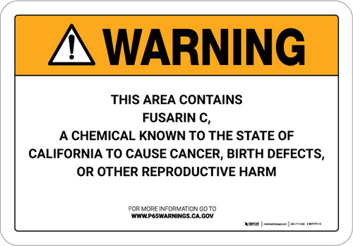 Warning: Prop 65 Fusarin C - Wall Sign
