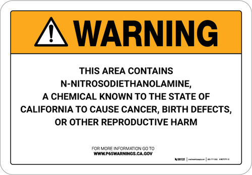 Warning: Prop 65 N-Nitrosodiethanolamine - Wall Sign