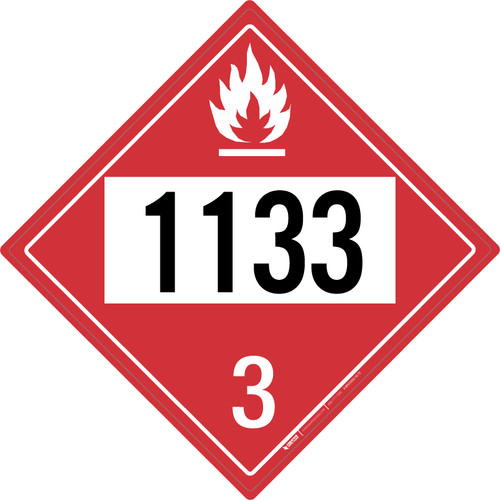 Flammable: Class 3 - UN1133 - Placard Sign