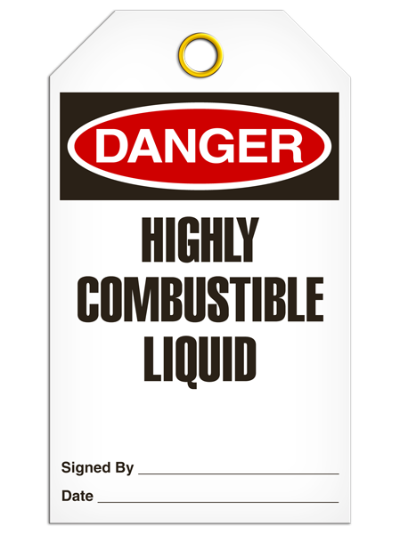 Danger Highly Combustible Liquid Tags