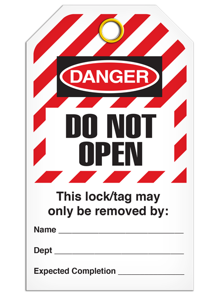 Lockout Do Not Open Striped Tags