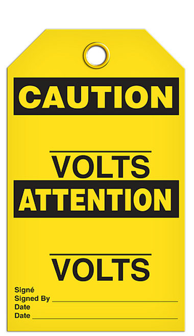 Caution Volts Tags