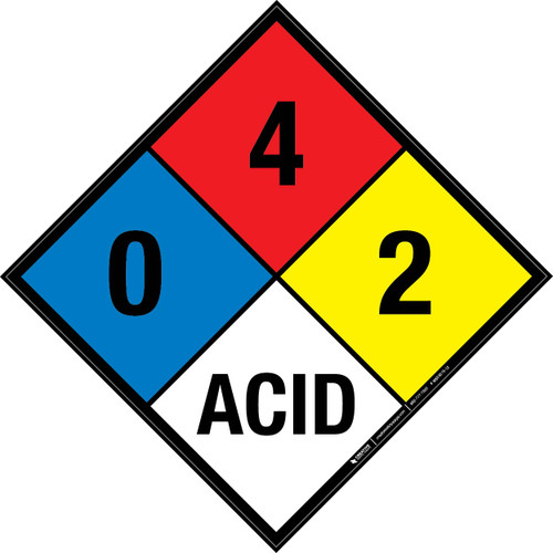 NFPA Diamond 704: 0-4-2 ACID - Wall Sign