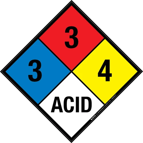 NFPA Diamond 704: 3-3-4 ACID - Wall Sign