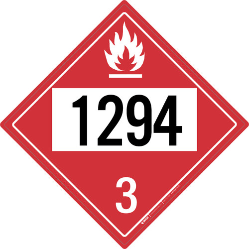 Flammable: Class 3 - UN1294 - Placard Sign