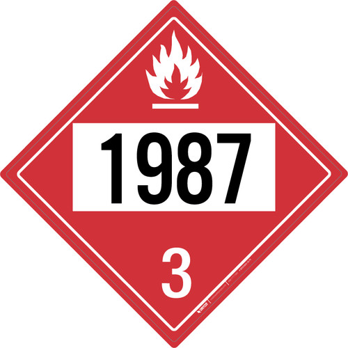 Flammable: Class 3 - UN1987 - Placard Sign