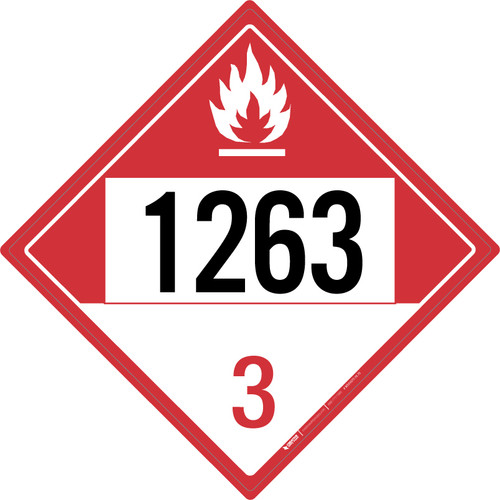 Combustible: Class 3 - UN1263 - Placard Sign