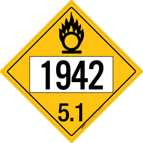 Oxidizer: Class 5.1 - UN1942 - Placard Sign