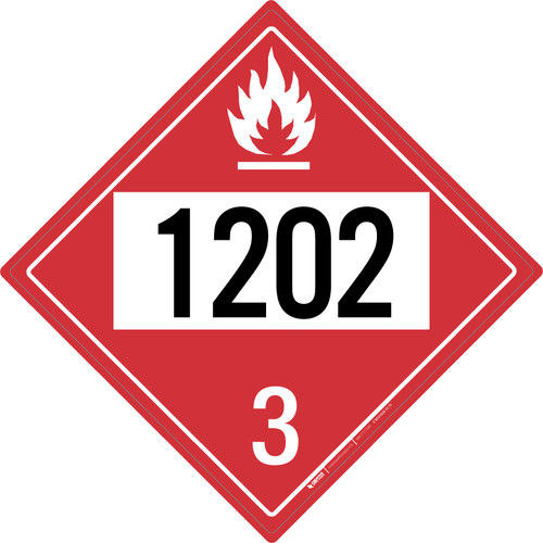 Flammable: Class 3 - UN1202 - Placard Sign