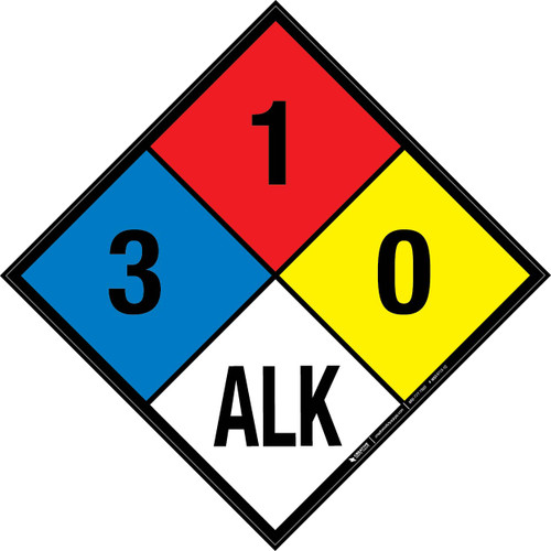 NFPA Diamond 704: 3-1-0 ALK - Wall Sign