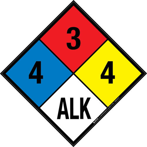 NFPA Diamond 704: 4-3-4 ALK - Wall Sign