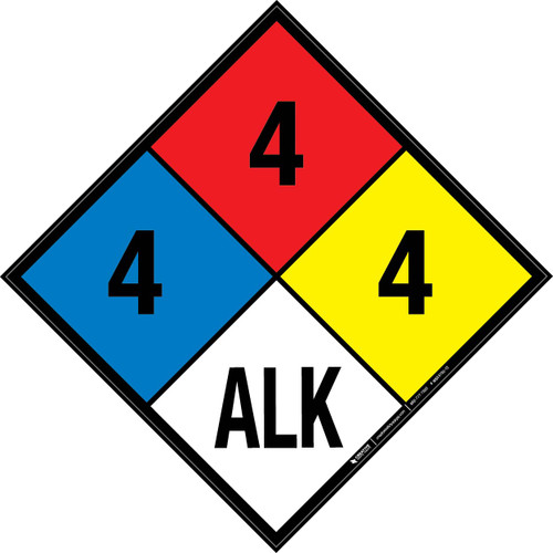 NFPA Diamond 704: 4-4-4 ALK - Wall Sign