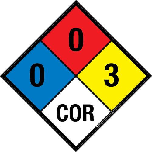 NFPA Diamond 704: 0-0-3 COR - Wall Sign