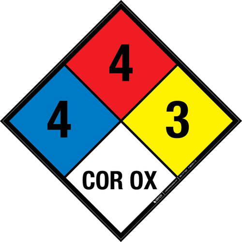 NFPA Diamond 704: 4-4-3 COR OX - Wall Sign