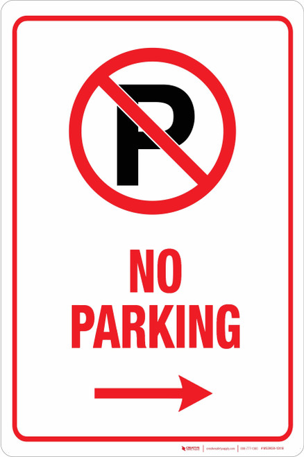 No Parking (with right arrow) - Aluminum Sign